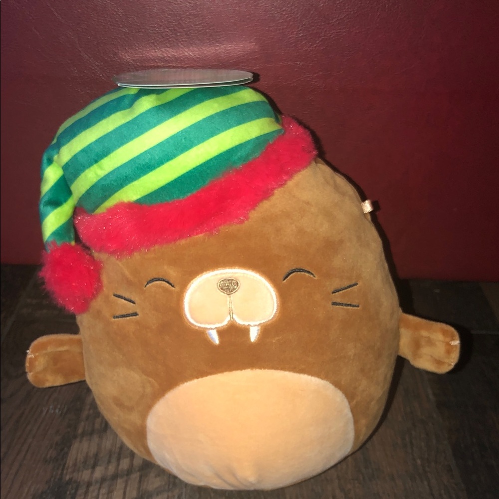Squishmallows Festive Brown Plush with Green and Red Hat